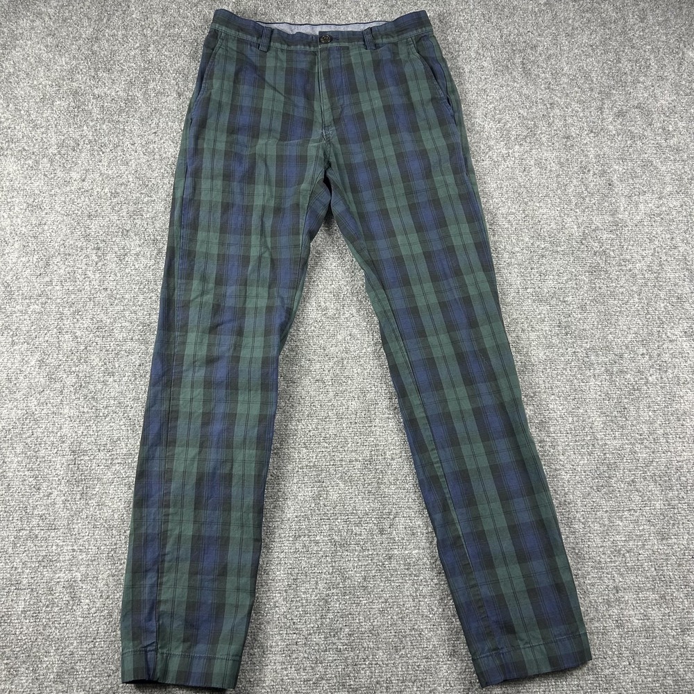 Brooks Brothers Pants Mens 30x32 Green Plaid‎ Chino Straight Leg Casual Golf